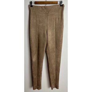 Zara Tan Faux Suede Leggings Ankle Zip Trousers Size Medium Brown Women’s